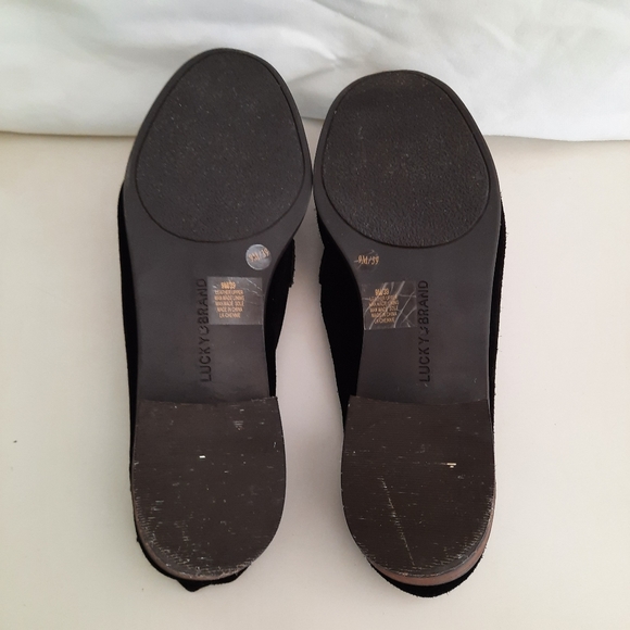 Lucky Brand Black Suede Loafer Shoes Block Heel Size 9M - Picture 13 of 15